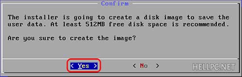ユーザーデータを保存するディスクイメージを作成